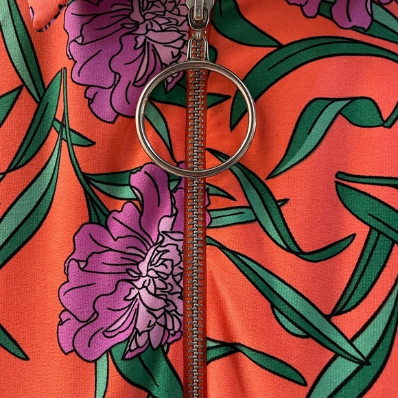 MSK Orange Dress with Purple Floral Design - Picture 3 of 4
